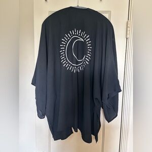 Black Kimono with back Moon Print